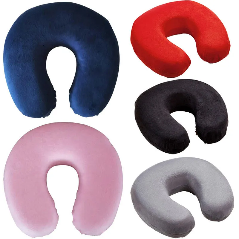 U Shaped Travel Sleep Pillow Solid Color Neck Support Head Rest Car Cushion