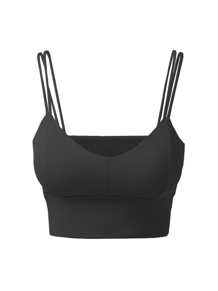 Women Casual Sports Bra, Solid Color Suspender V-neck Close-fitting Crop Top