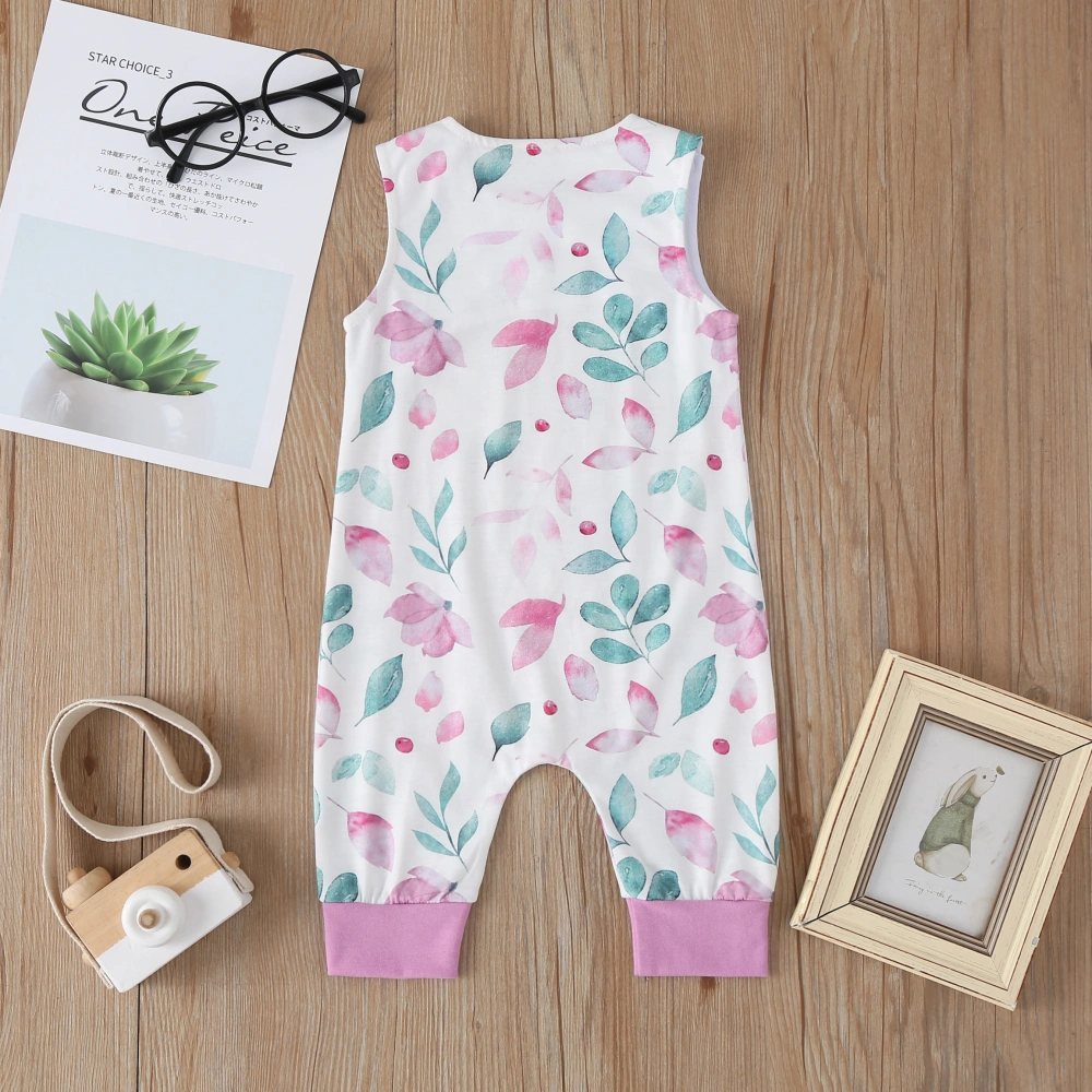 Toddler One-Piece Bodysuit, Baby Leaf Sleeveless Trousers Romper