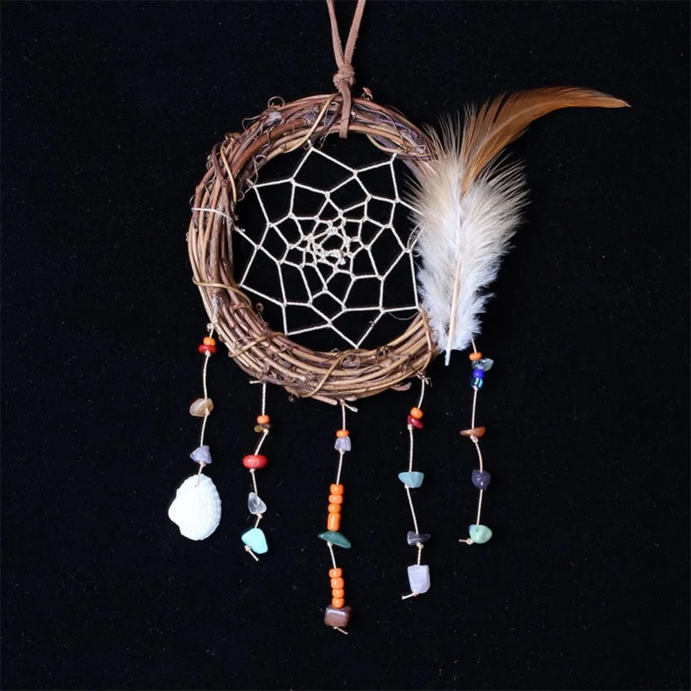 Dream Catcher with Feather, Handmade Boho Crochet Dreamcatchers