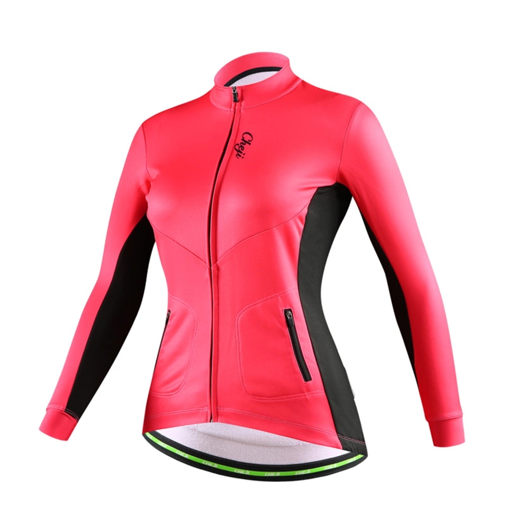 Women's Cycling Clothes, Warm Breathable Long Sleeve Zipper Jacket for Riding