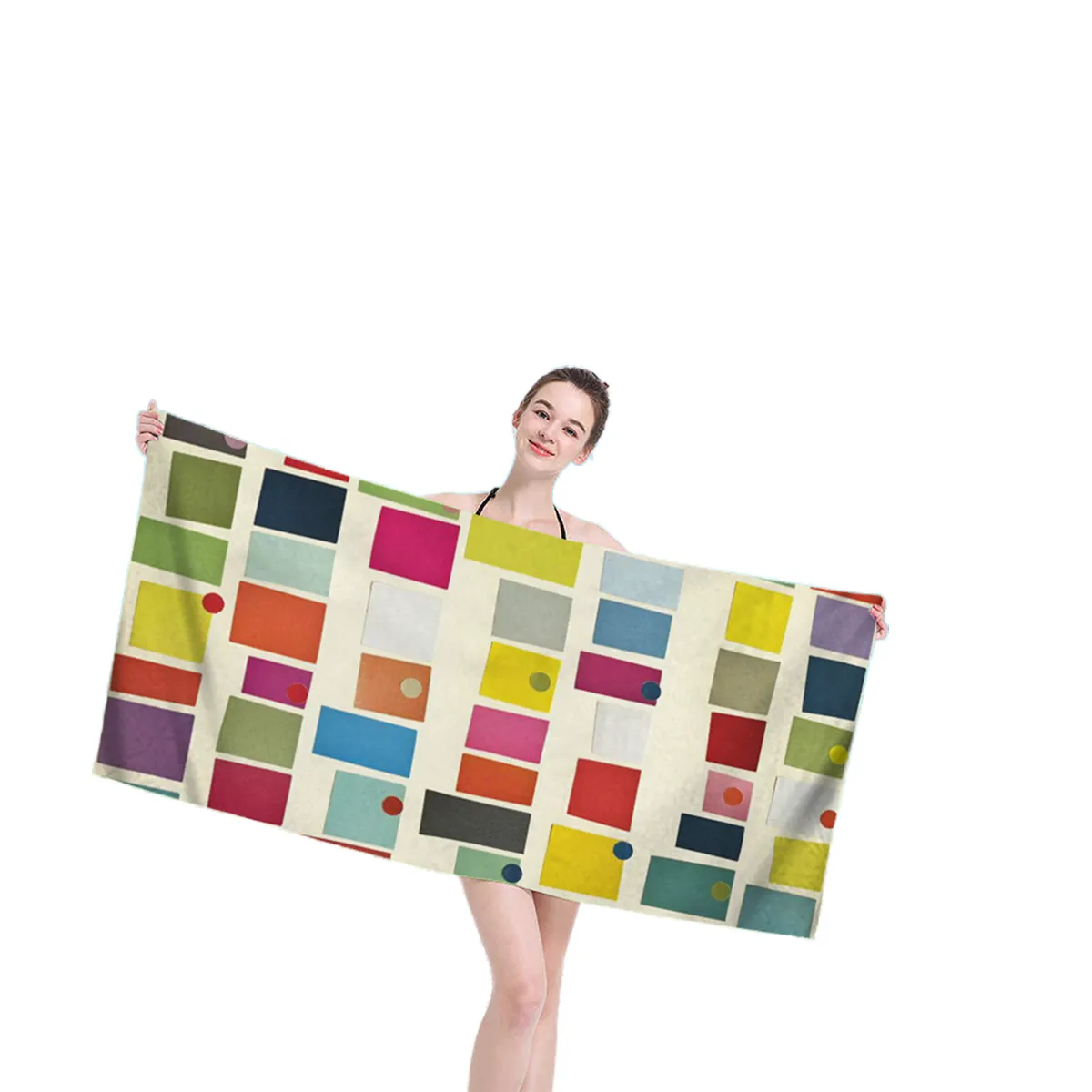 Women Summer Large Beach Towel Fashion Stripe Letter Rainbow Print Surf Blanket