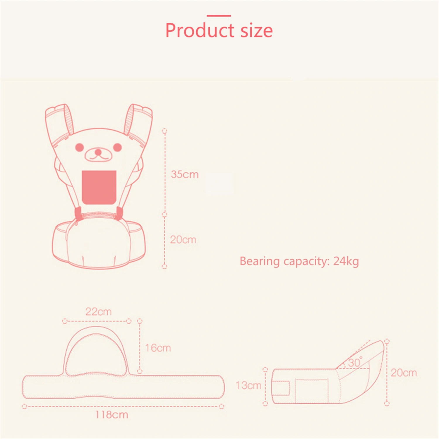 Baby Casual Carrier Belt, Cartoon Bear Waist Stool Sling Carrier