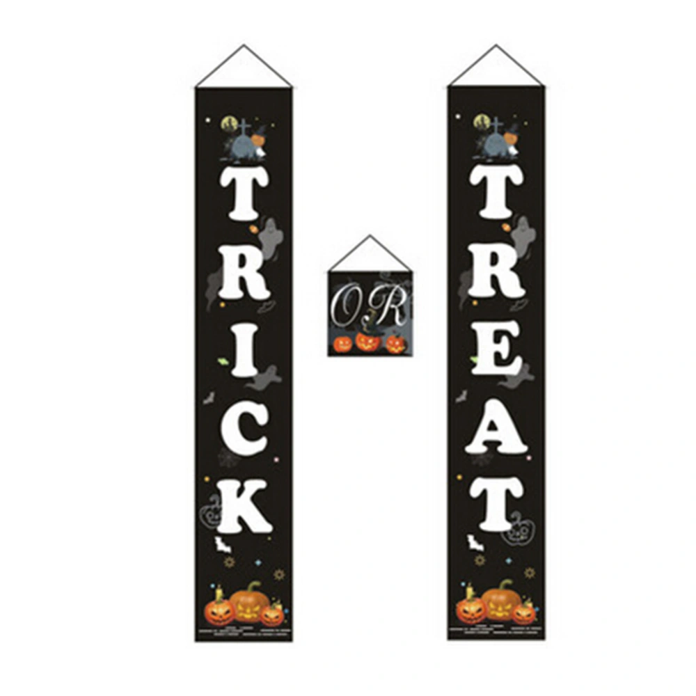 Door Banner Halloween Pumpkin Ghost Bat Spider Web Pattern Banner