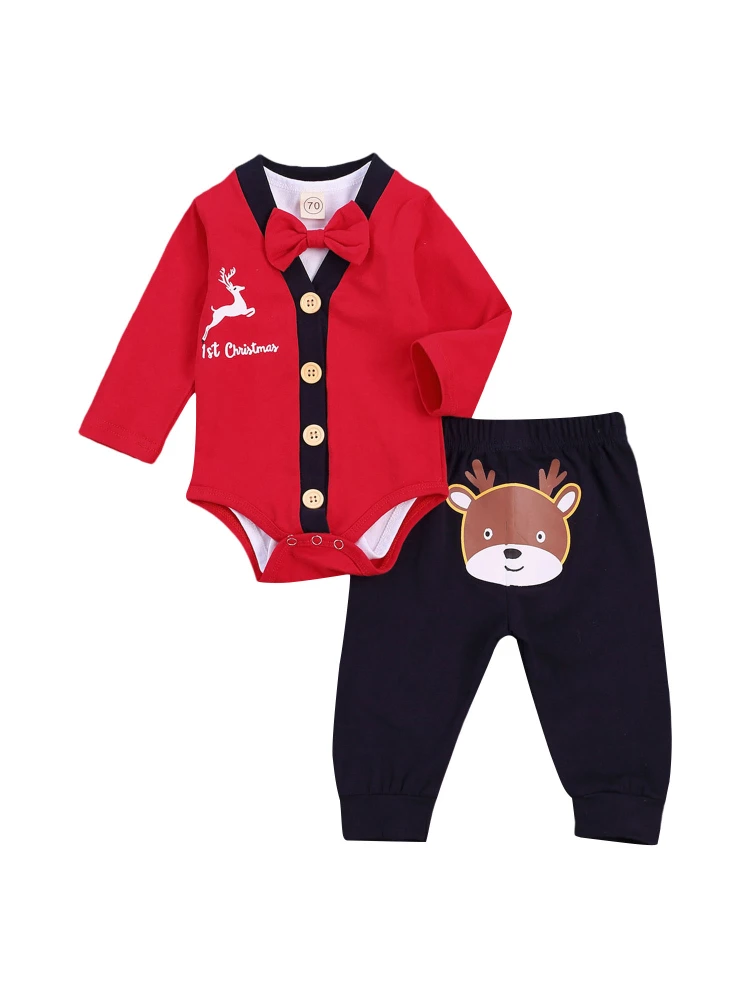 Toddler Baby Boys Suit, Bowknot Romper Tops+Button Coat+Long Pants