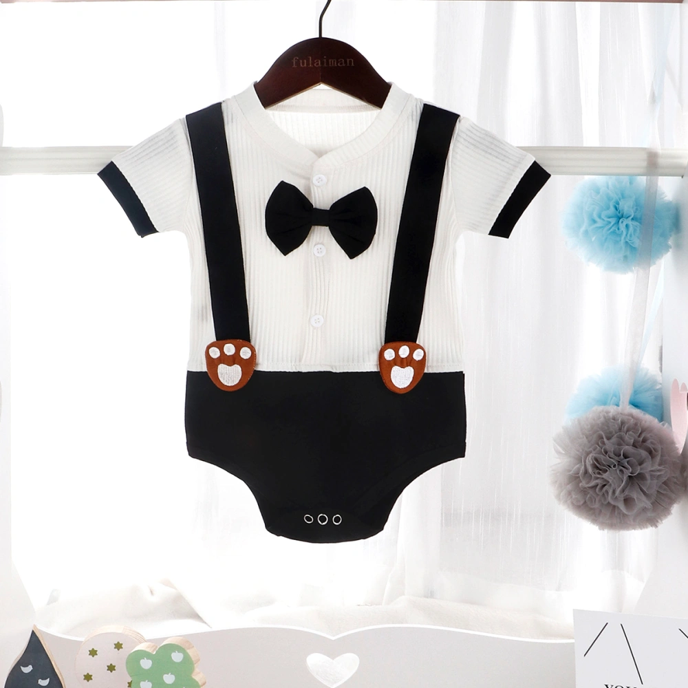 Toddler Baby Boys Gentleman Romper, Patchwork Button Jumpsuit with Bowknot