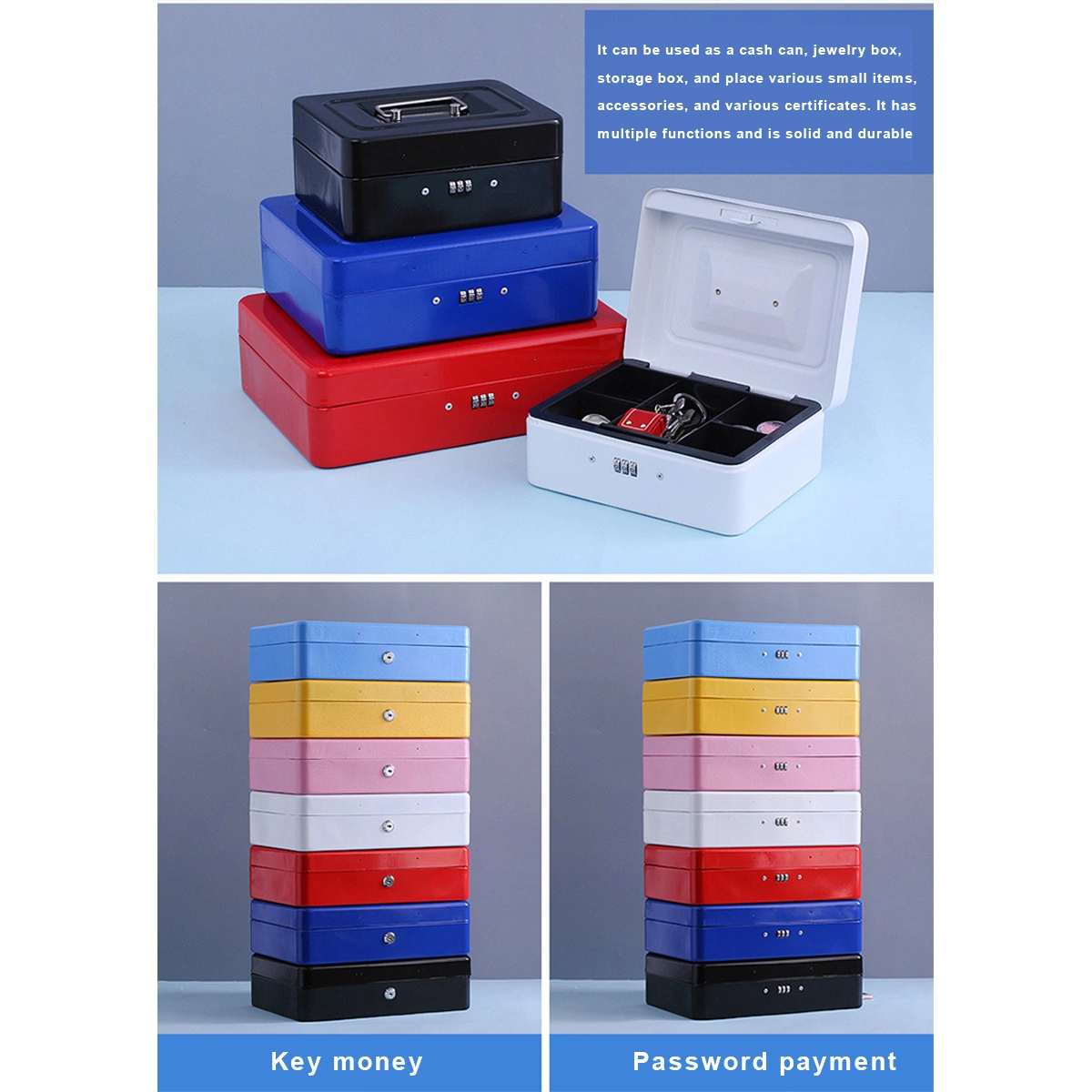 Small Cash Box with Lock Household Change Insurance Storage Box