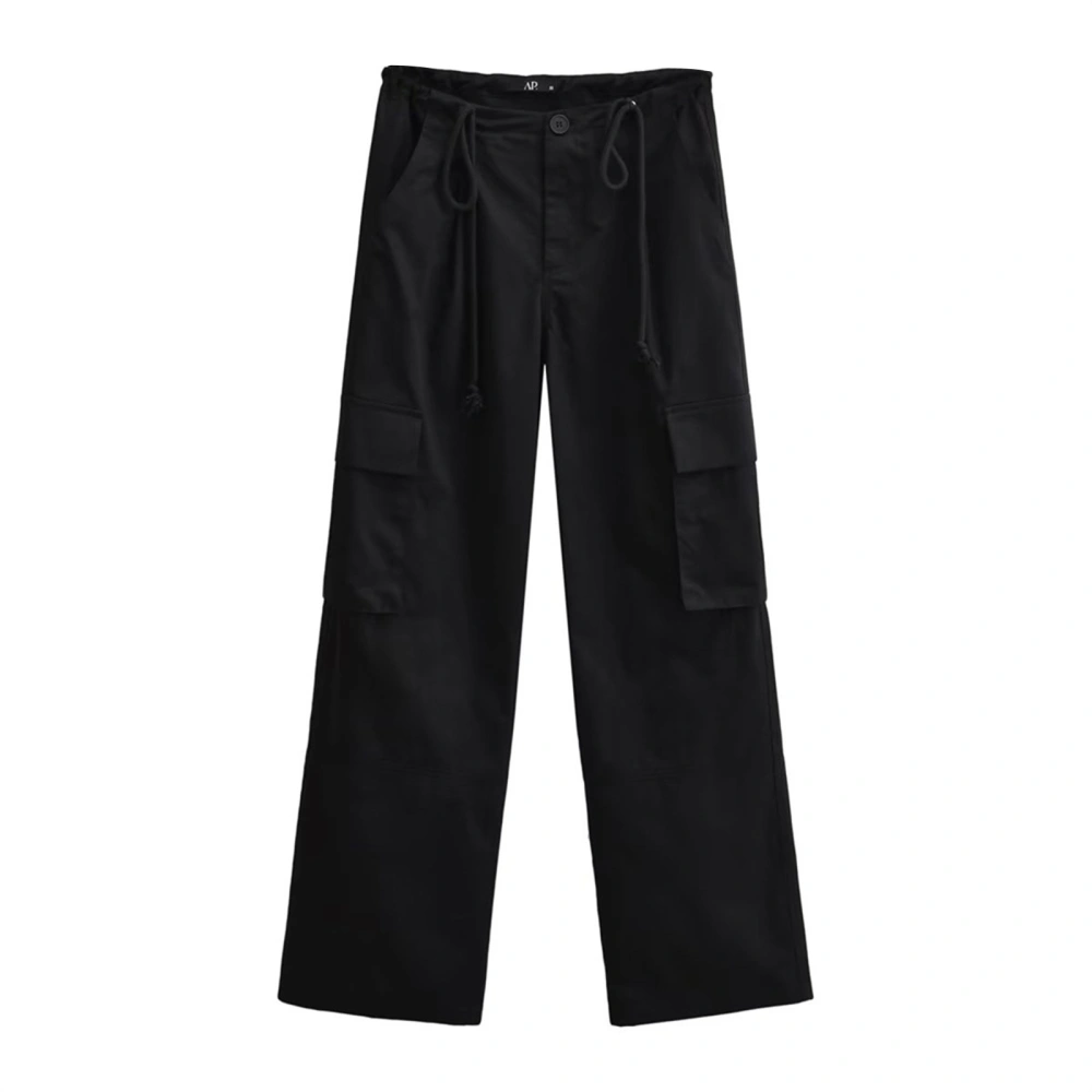 Women Cargo Pants, Drawstring Solid Loose Trousers with Pockets