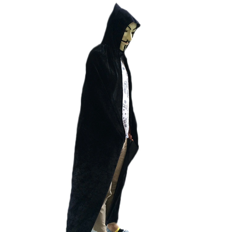 Unisex Women/Men Velvet Cloak, Hooded Vampire Cape for Halloween Party