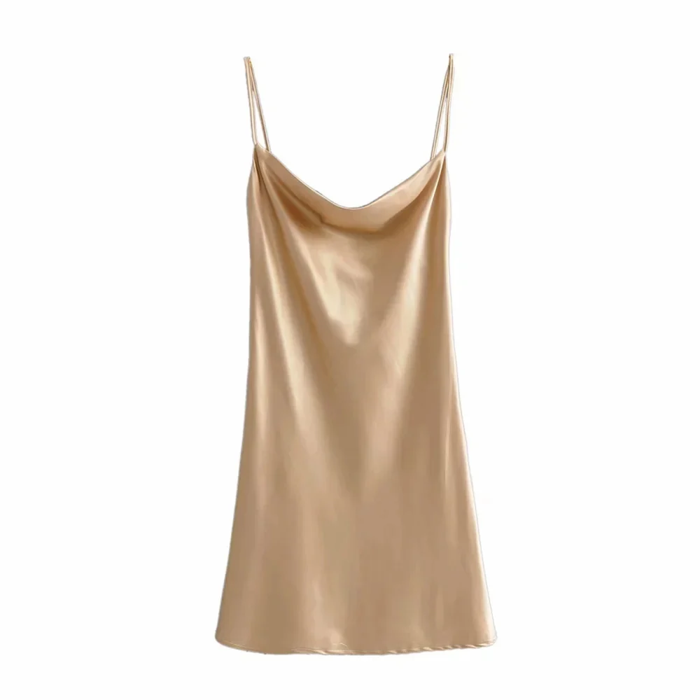 Women Sexy Slip Dress, Solid Color One-piece with Adjustable Spaghetti Straps