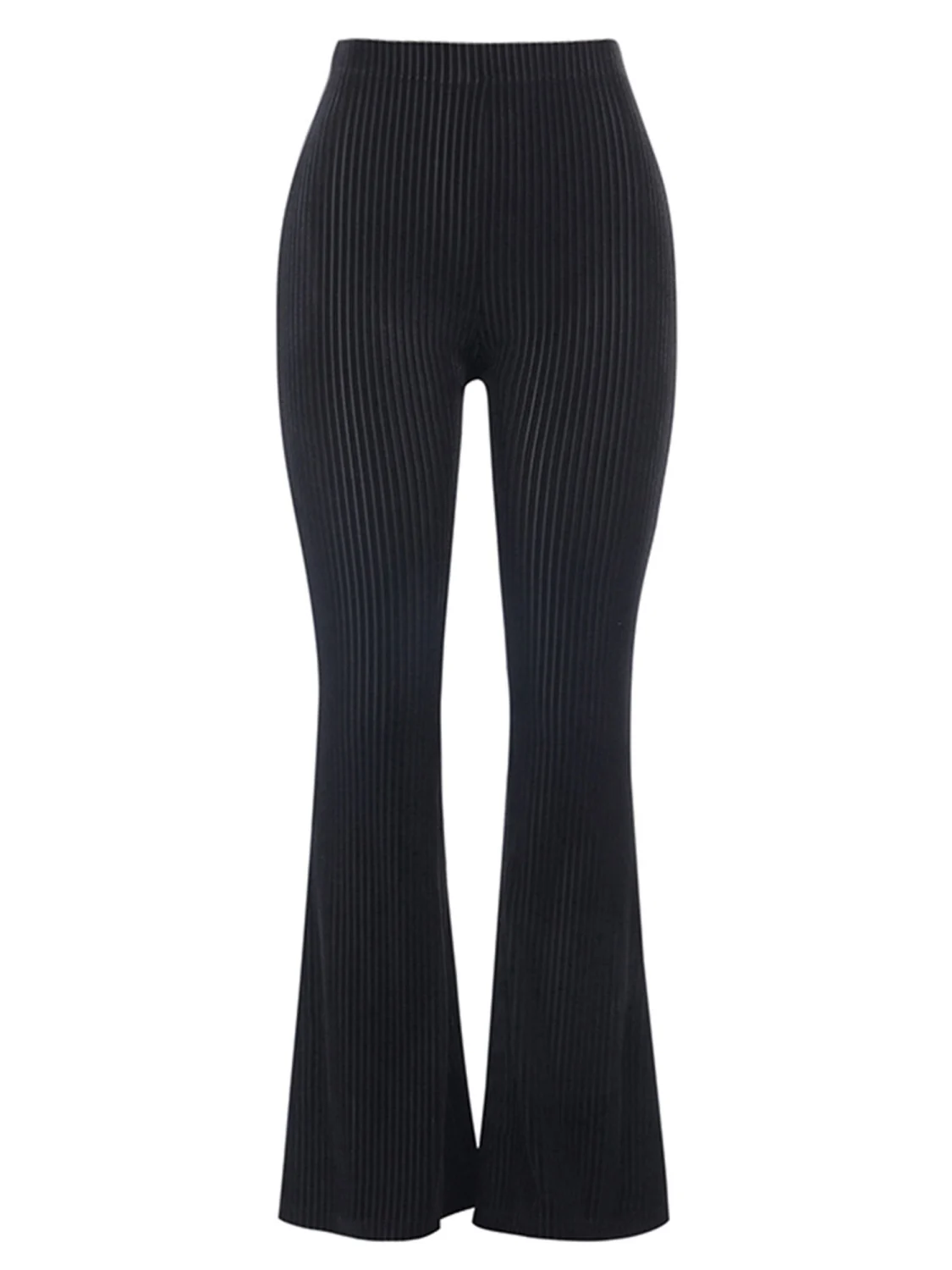 Woman's Retro Bell-bottomed Pants, High Waist Suede Ribbed Loose Trousers
