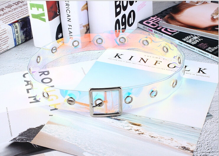 Women Transparent Waist Belt, Fashion PVC Holographic Belt Waistband
