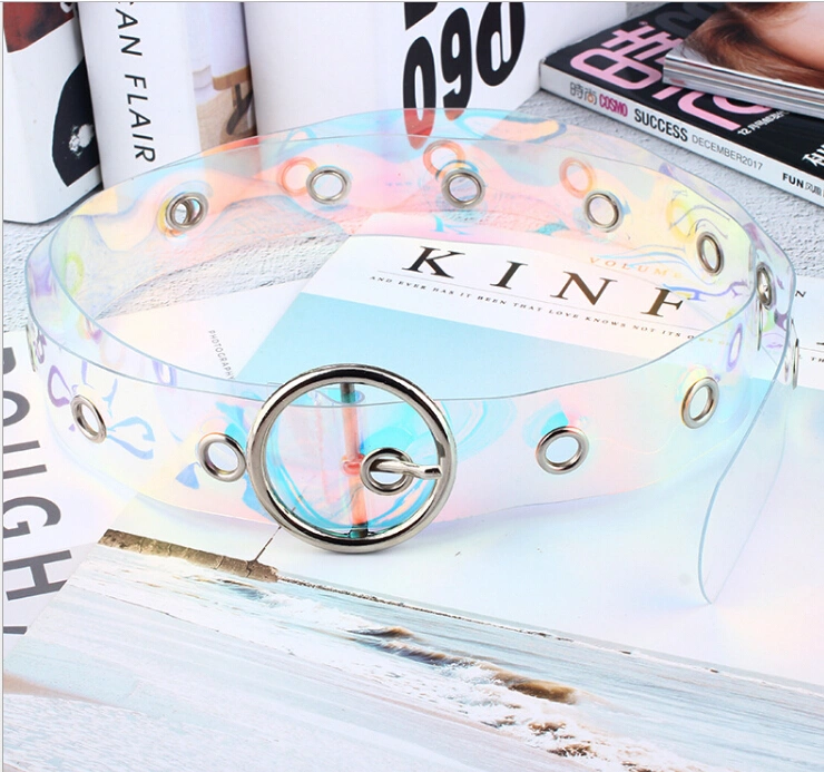 Women Transparent Waist Belt, Fashion PVC Holographic Belt Waistband