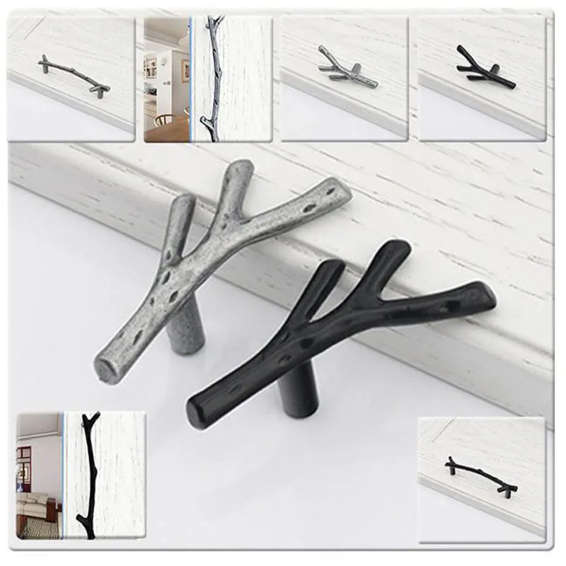 Novelty Metal Pull Knob Vintage Tree Branch Shape Closet Drawer Knobs