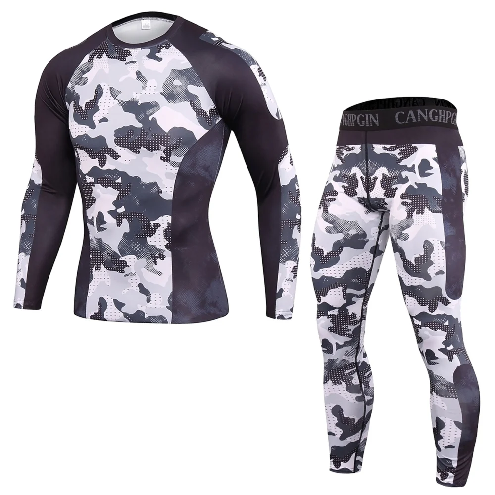 2Pcs Men Spring Sportswear, Multicolor Pullover Tops + Tight Pants