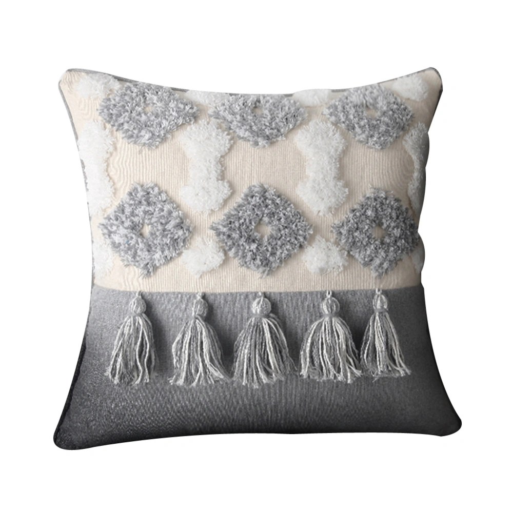 Cushion Cover with Zipper Closure and Tassel Decoration Stitching Pillowcase