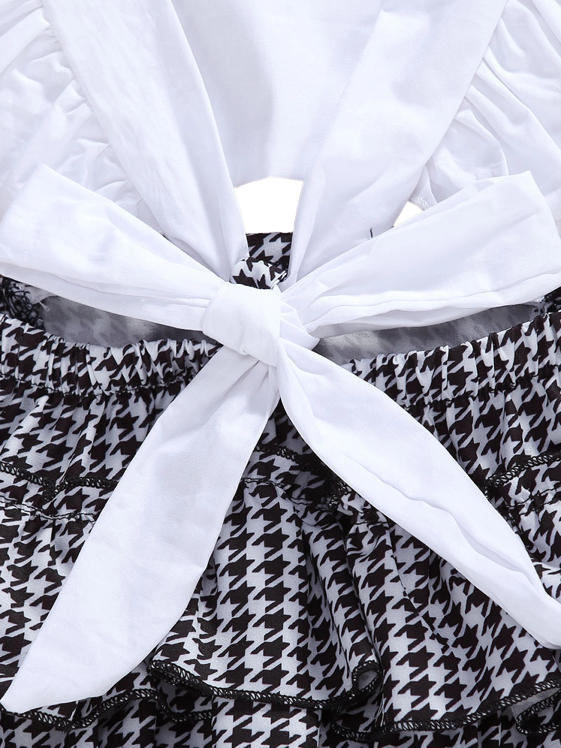 Newborn Baby Girls Summer Jumpsuit, Romper with Ruffle+Bow Plaid Headband