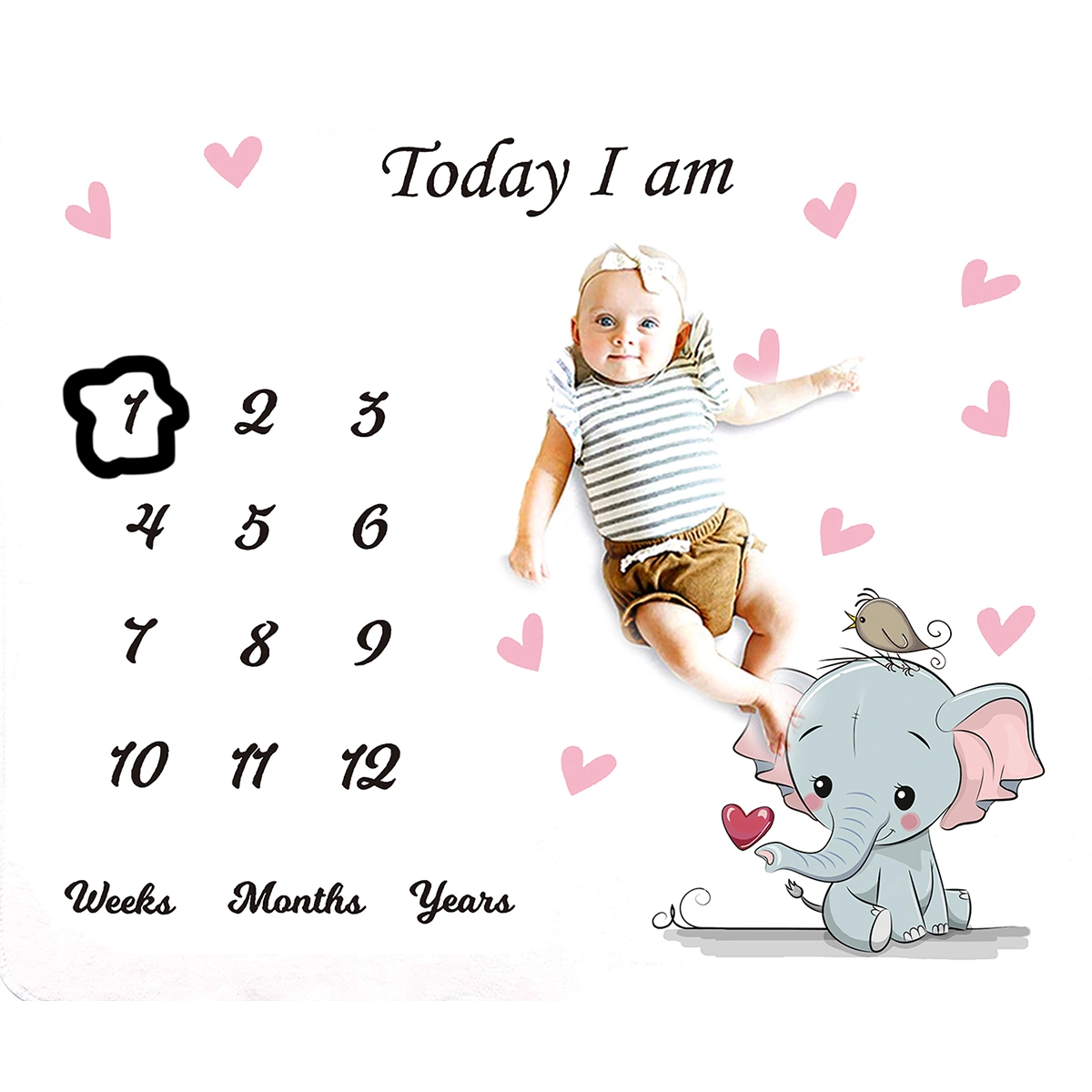 Newborn Baby Blanket Floral Print Cartoon Pattern Photography Props