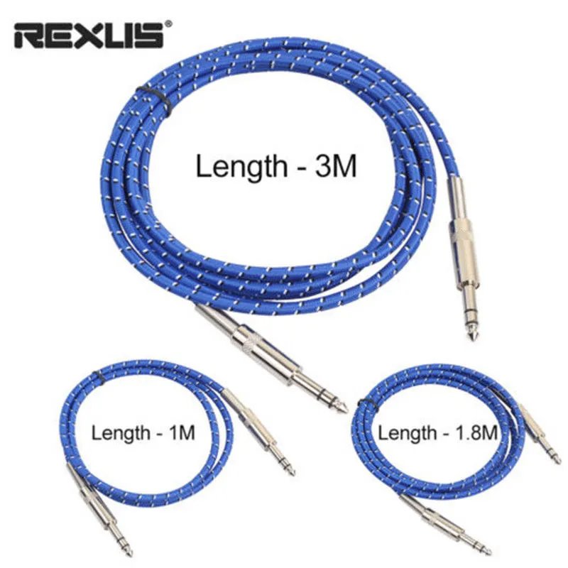 Electric Guitar Audio Cable 6.35 mm Male To Male Audio Braided Cable