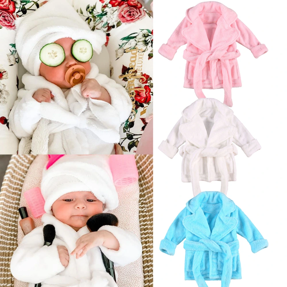 Kids Long-Sleeved Thermal Nightwear, Casual Pure Color Bathrobe with Belt