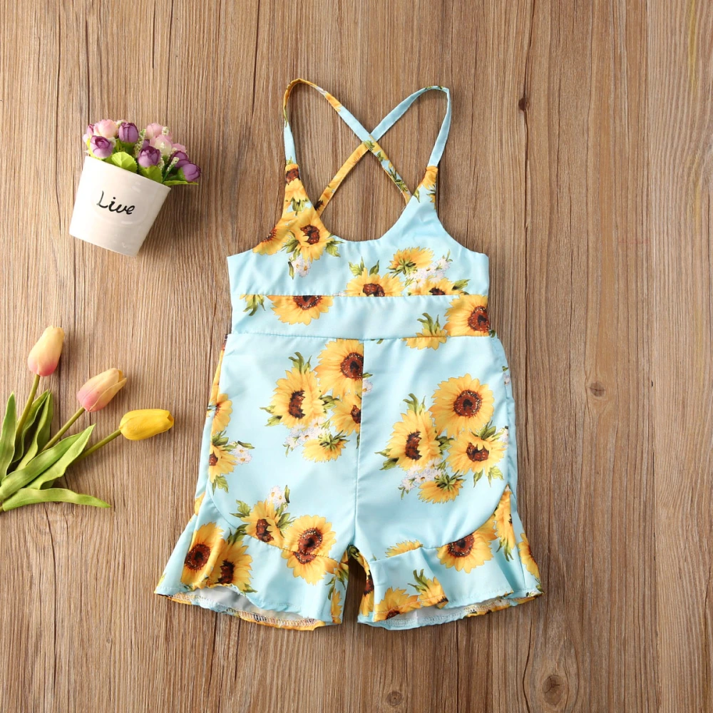 Kids Girls Printing Bodysuit, Loose Fit Romper for Summer Wear