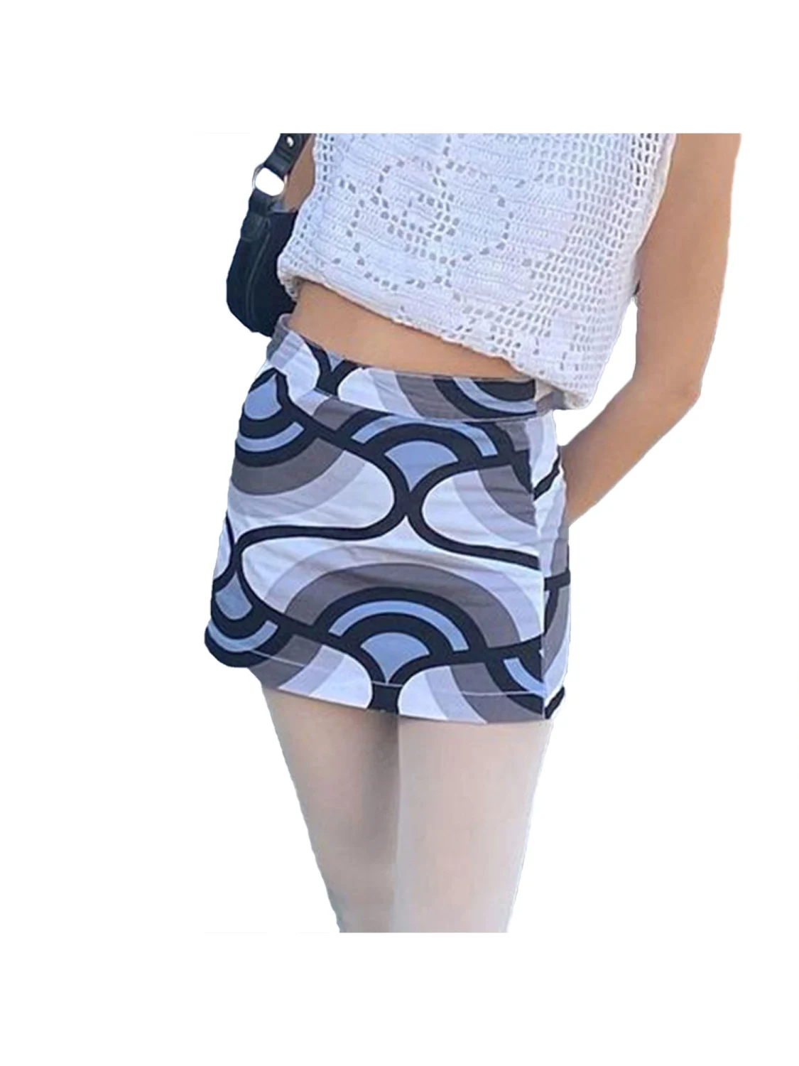 Women A-Line Mini Skirts Abstract Print High Waist Short Pencil Skirts