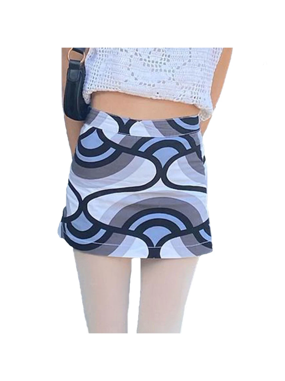 Women A-Line Mini Skirts Abstract Print High Waist Short Pencil Skirts