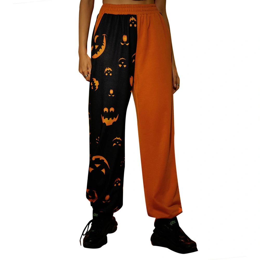 Women's Running Pants Funny Pumpkin Print Loose Lounge Trousers