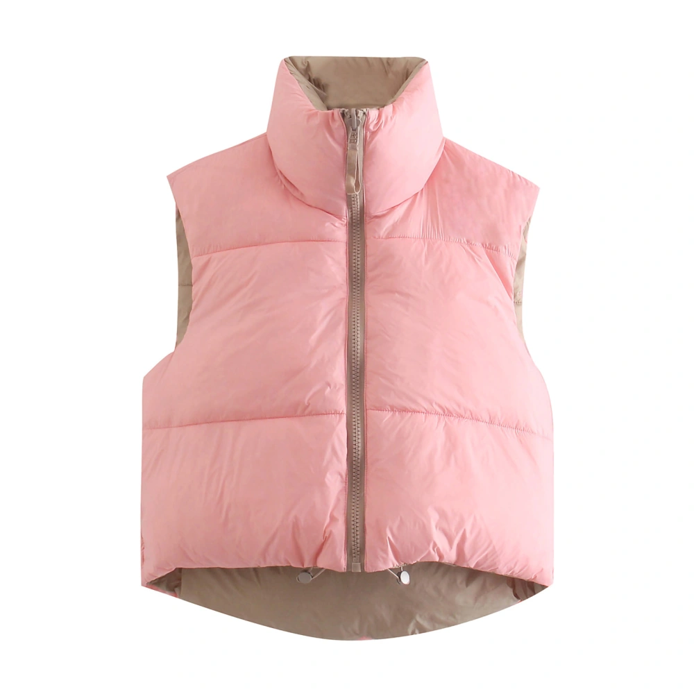 Women Winter Down Vest, Double Side Full Zipper Puffer Waistcoat