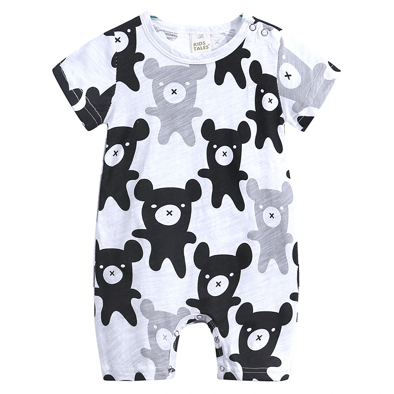 Infant Baby Boy Girl Romper Short Sleeve Animal Print Jumpsuit