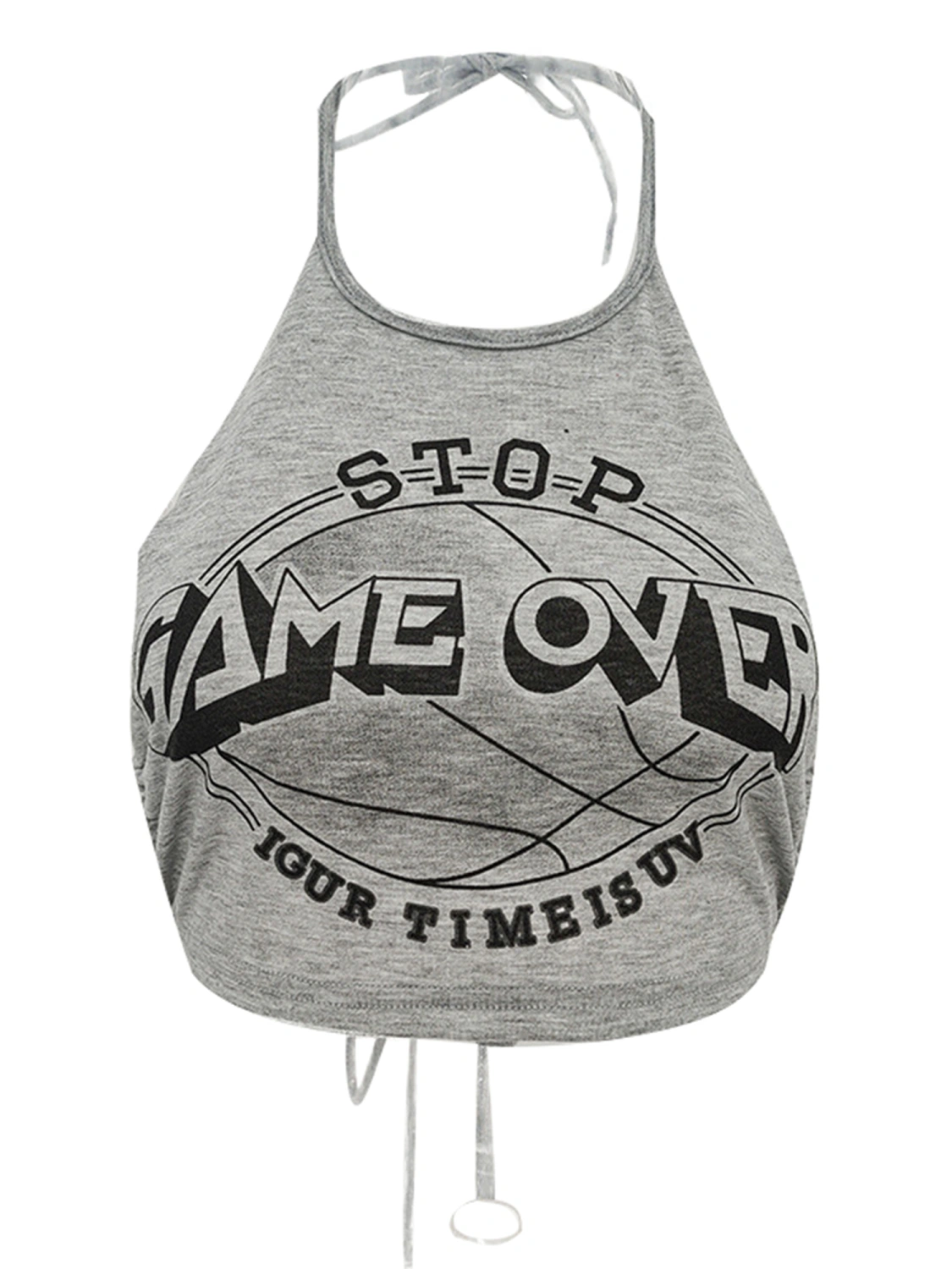 Women Crop Top, Lacing Halterneck Backless Letters Print Summer Tops