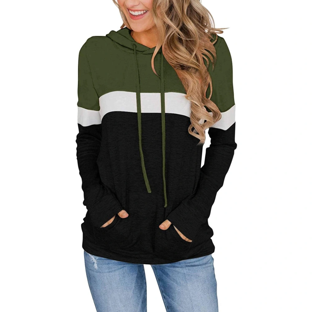 Women's Patchwork Long-Sleeved Hooded V-Neck Warm Fall Hoodie