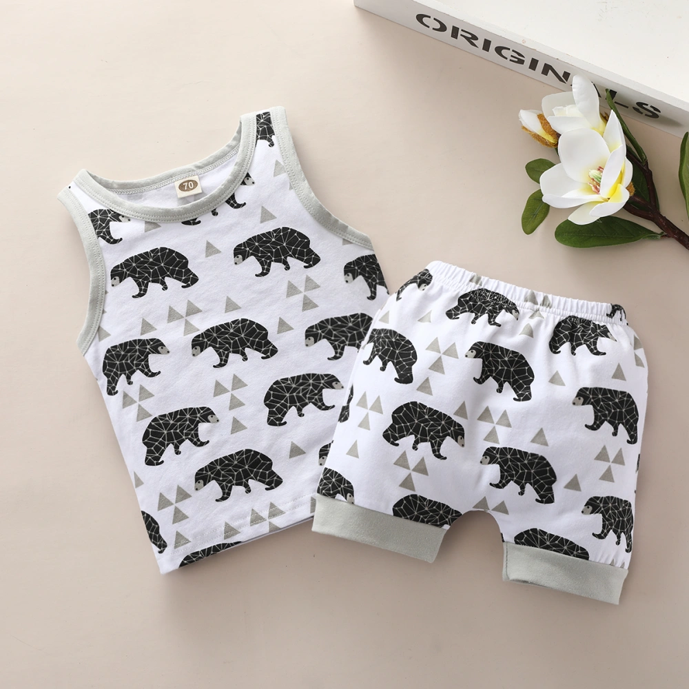 Baby Boy  Shorts Suits, Pattern Printed Vest Tops + Loose Short Pants Sets