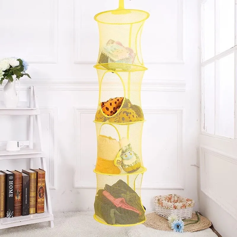4 Layer Collapsible Storage Net Hanging Basket Bedroom Organizer