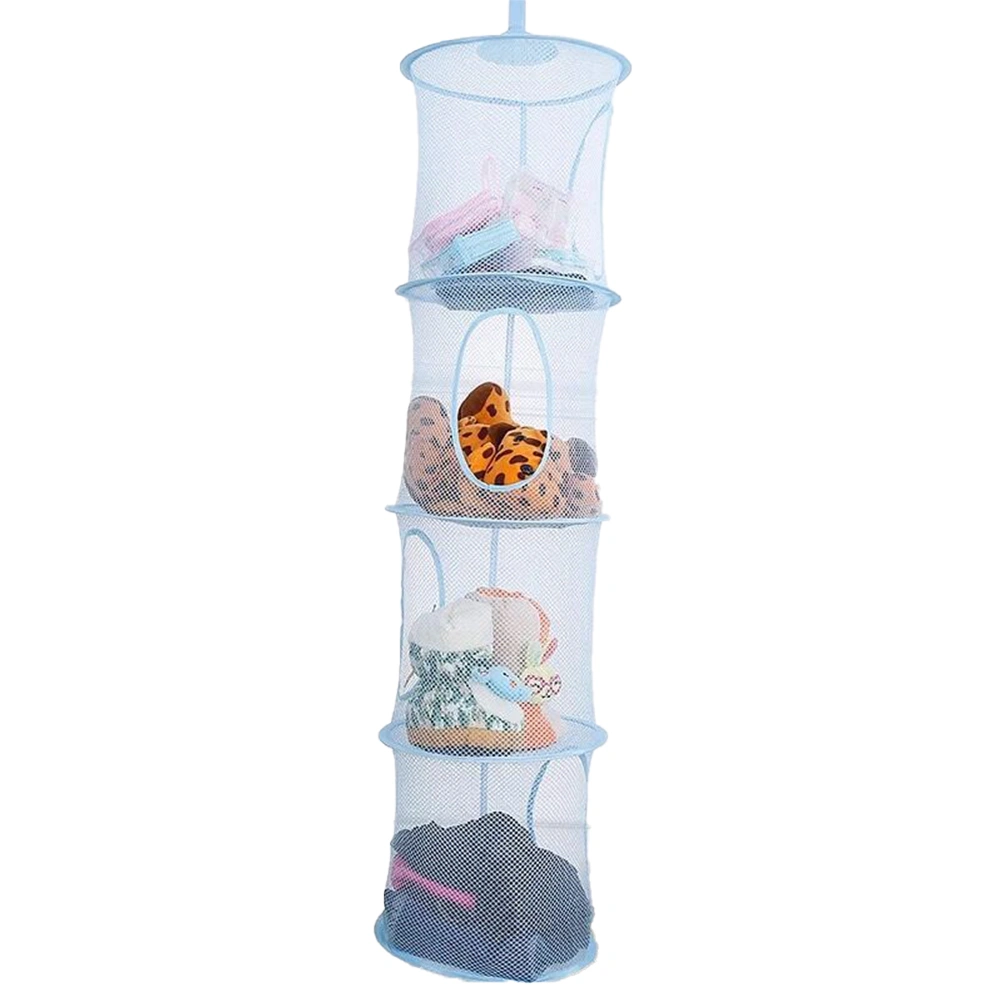 4 Layer Collapsible Storage Net Hanging Basket Bedroom Organizer