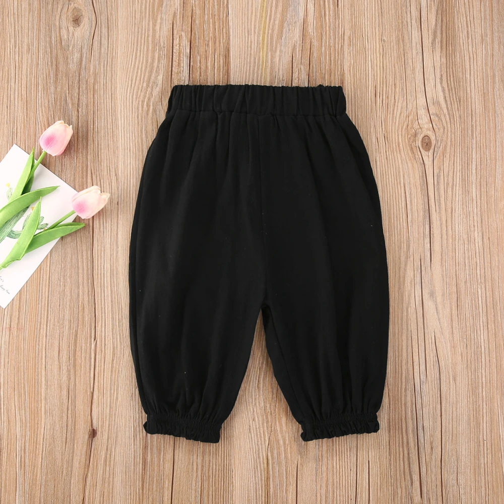 Baby Cotton Linen Harem Pants Solid Color Elastic Waist Cute Bow Trousers