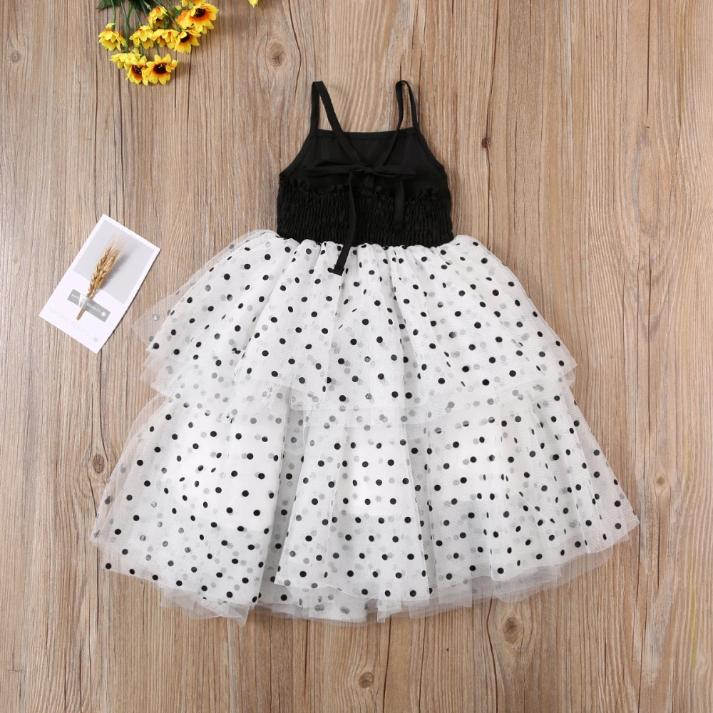 Baby Girls Polka Dot Dress Halter Layered Tutu Skirt Sleeveless Vest