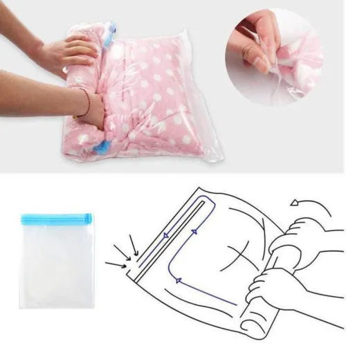 Space Saving Vacuum Compression Bags Foldable Transparent Organizer