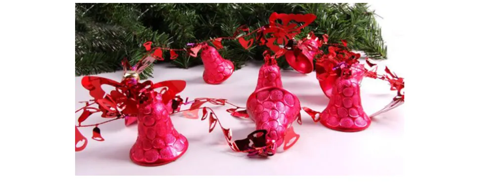 Xmas String Hanging Bells Party Christmas Tree Plastic Ornament