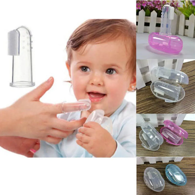 Baby Silicone Finger Toothbrush with Box Multi-functional Teeth Massager