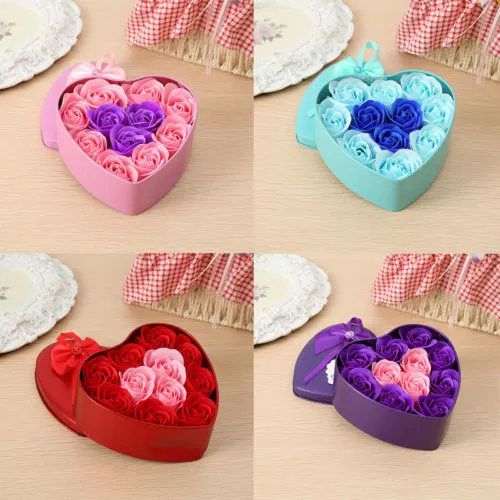 11Pcs Heart Shape Rose Soap Flower Soaps Valentine's Day Gift