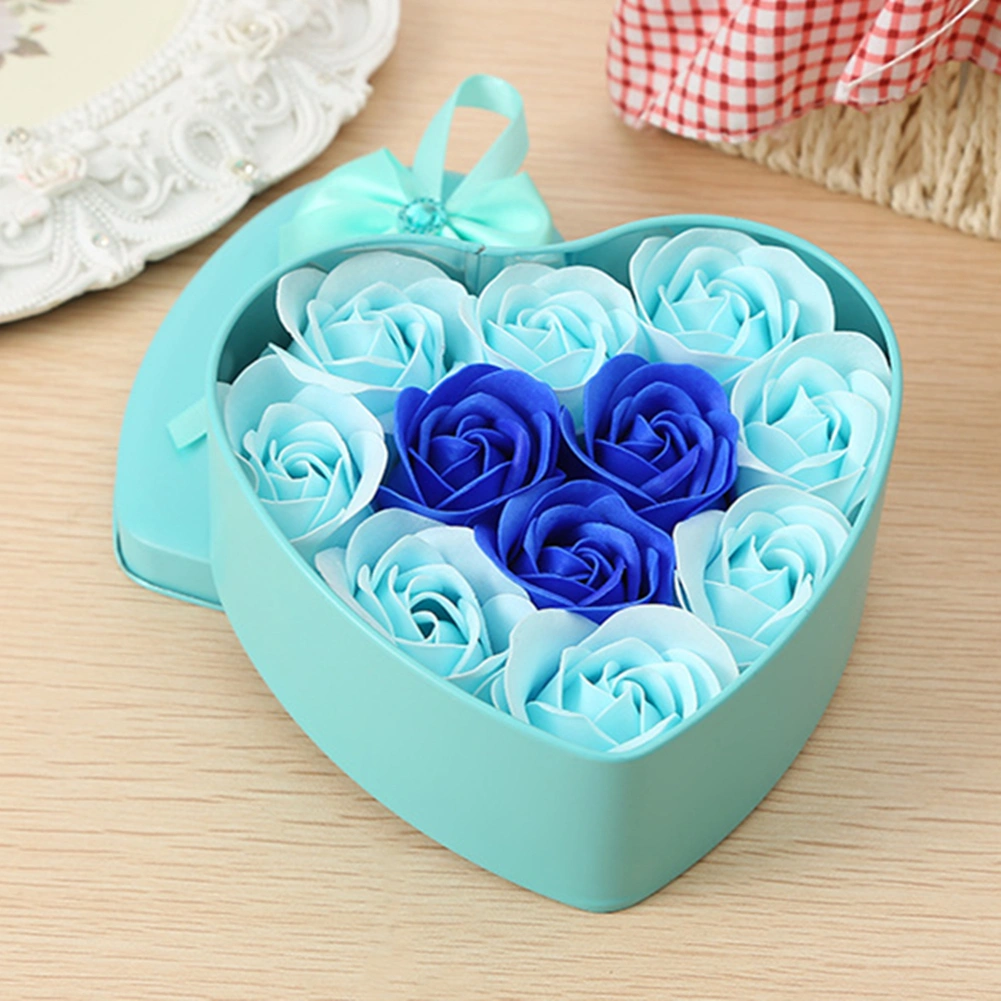 11Pcs Heart Shape Rose Soap Flower Soaps Valentine's Day Gift