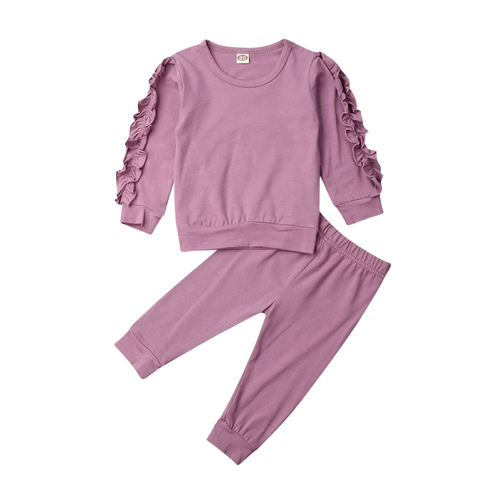 Baby Girls Autumn Clothes Set Ruffle Long Sleeve Pullover+Long Pants