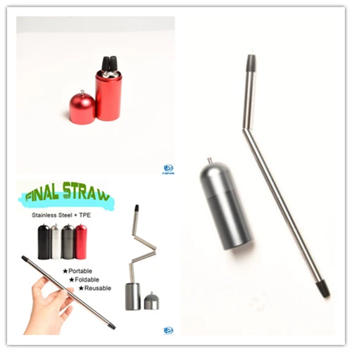 Stainless Steel Straw Foldable Carrying Collapsible Reusable Portable Straw