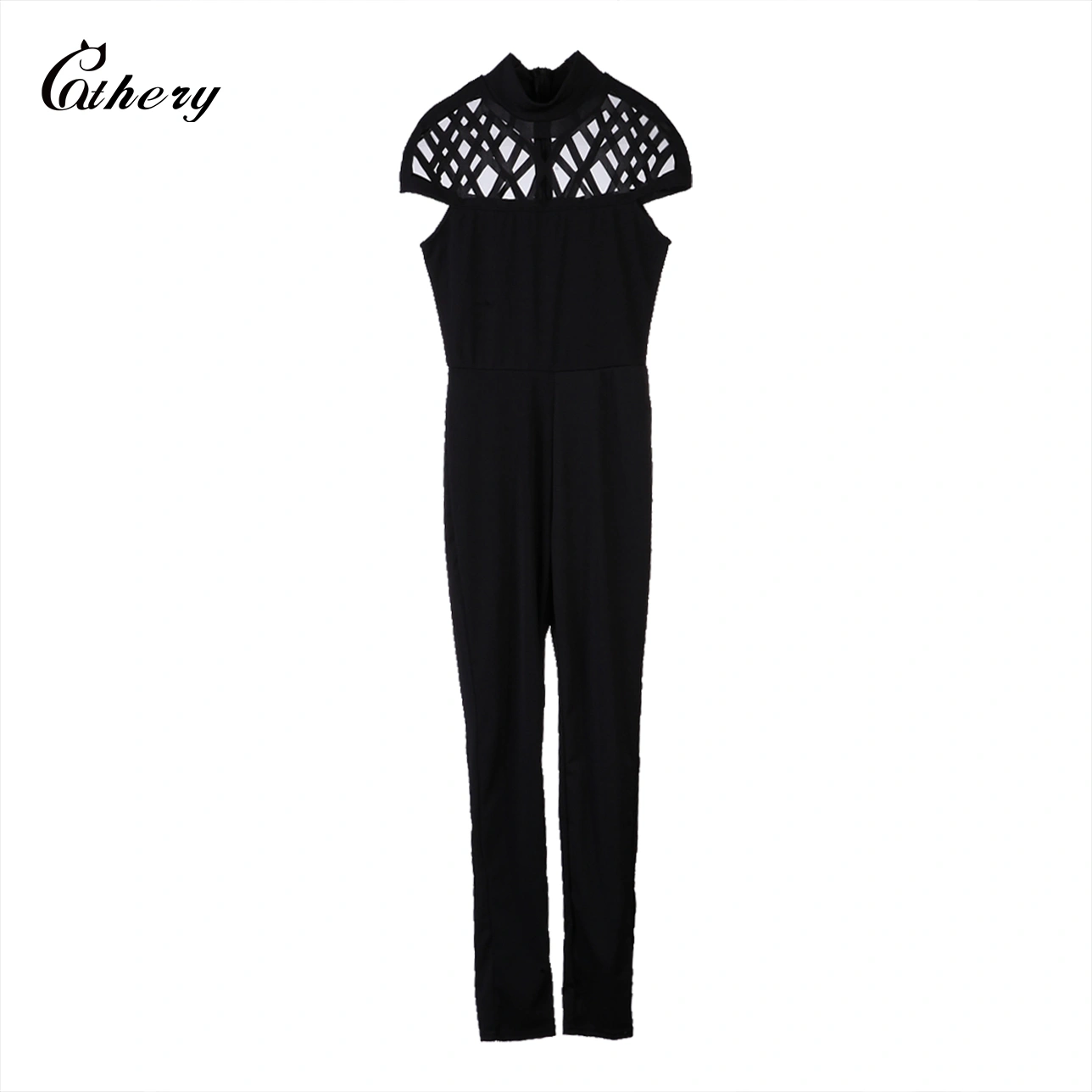 Women Casual Summer Bodysuit, Hollow Out Solid Long Pants Jumpsuit