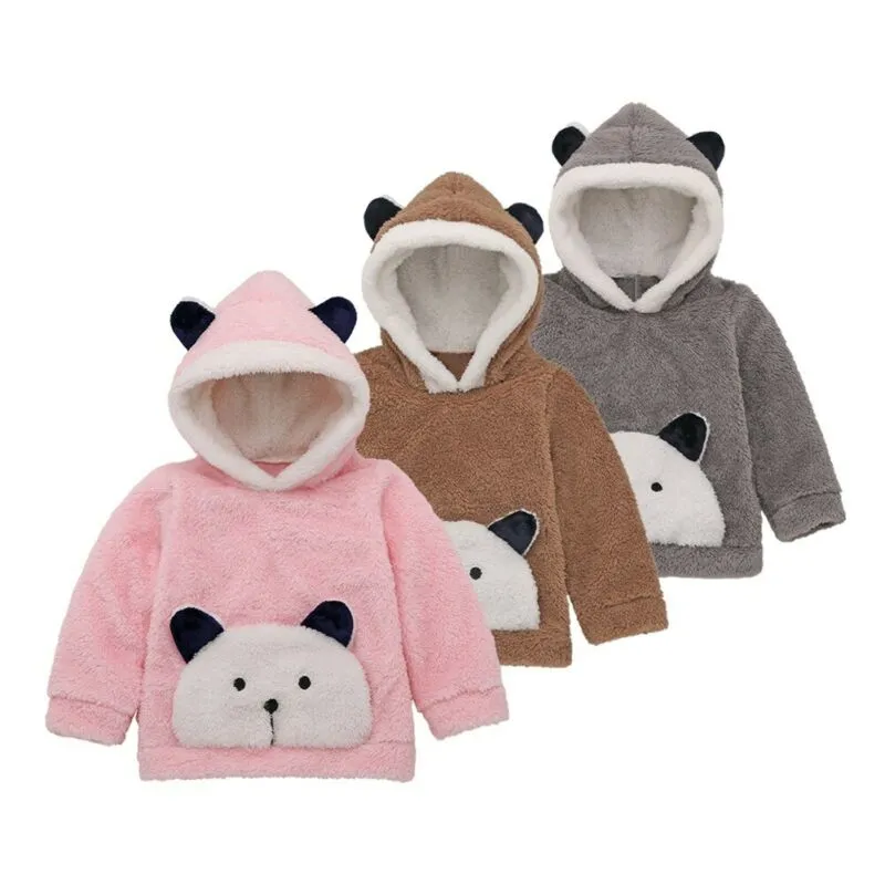 Toddler Boys Girls Tops, Long Sleeve Cartoon Panda Hooded Sweatshirt