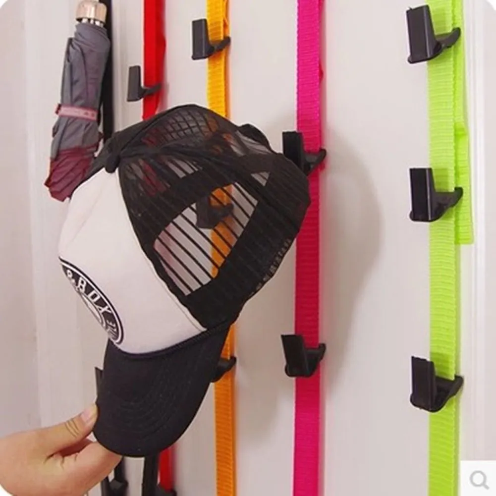 Adjustable Hanging Strap with 8 Hooks, Clothes Hat Bag Over Door Hanger