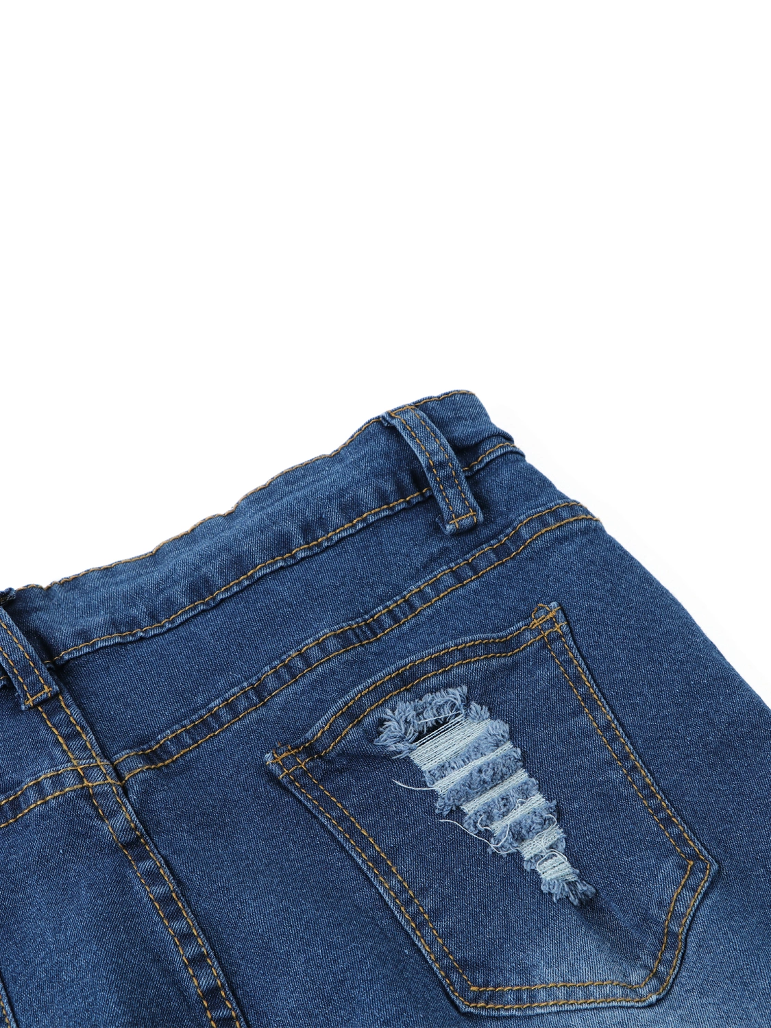 Women Skinny Ripped Jeans Mid Waist Slim Fit Leopard Patch Denim Pants