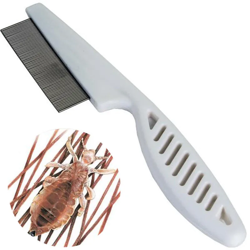 Pet Flea Comb, Stainless Steel Pin Plastic Handle Pet Grooming Comb