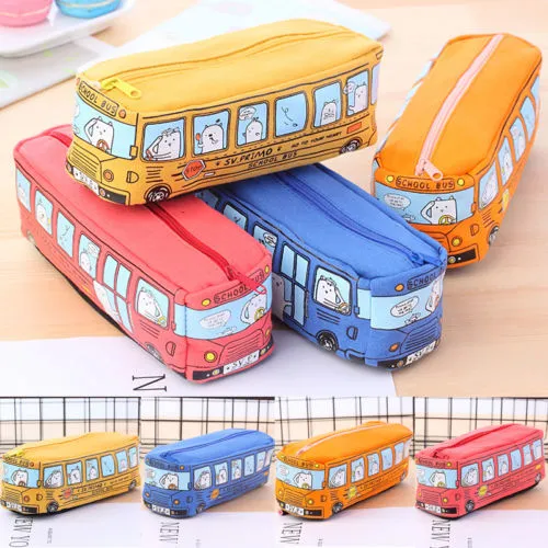 Large Capacity Pencil Case Creative Pencil Pouch Bus Shape Stationery Bag